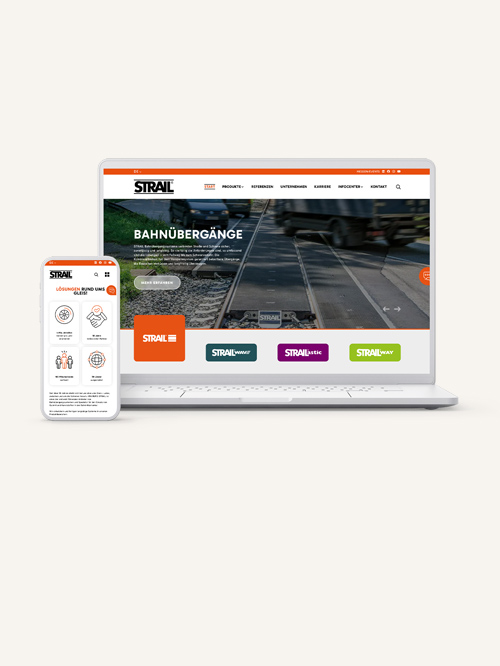 Die STRAIL Website wird im Responsive Design auf einem Laptop und einem Smartphone präsentiert.